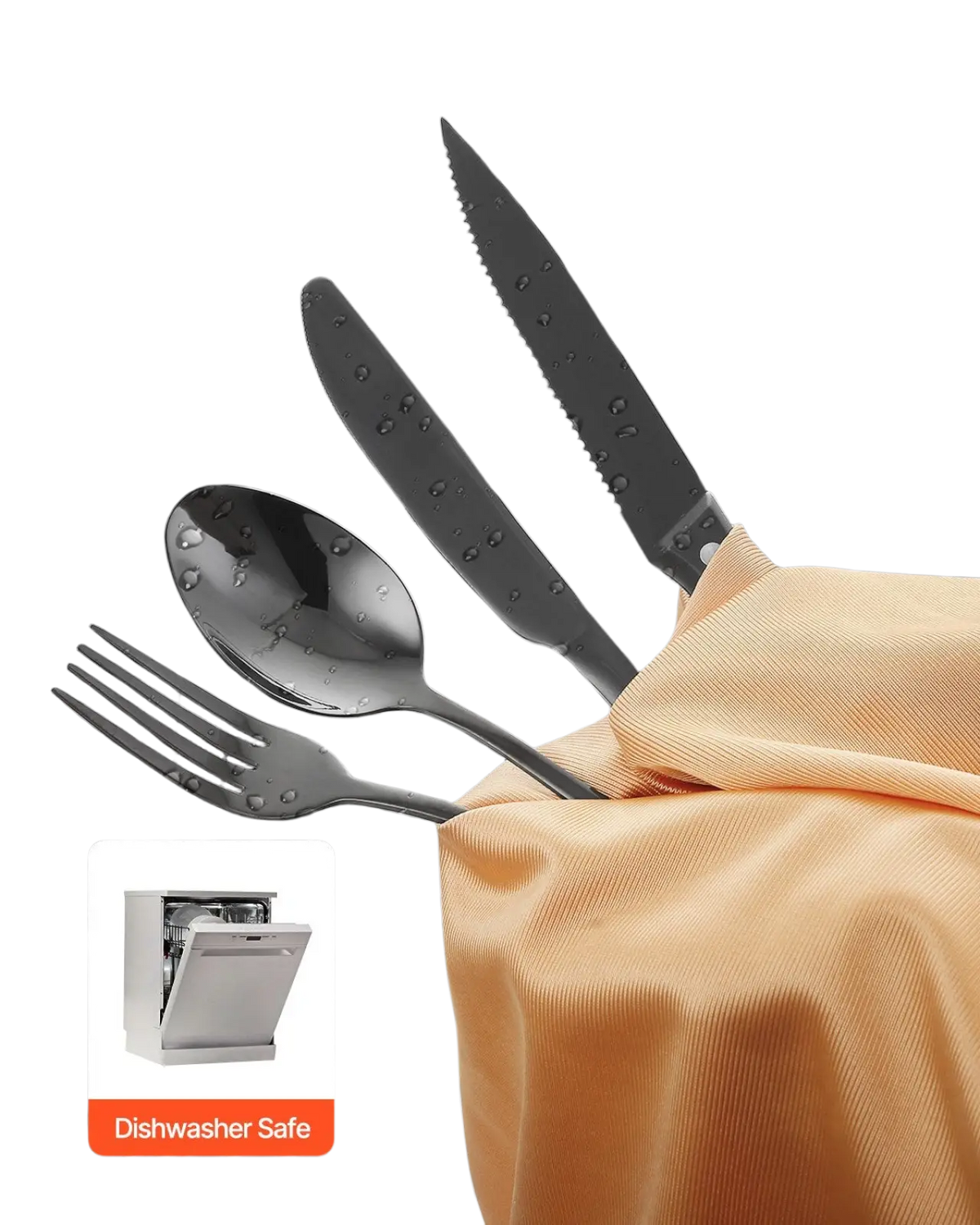 48-piece Black Stainless Steel Silverware Set for 8