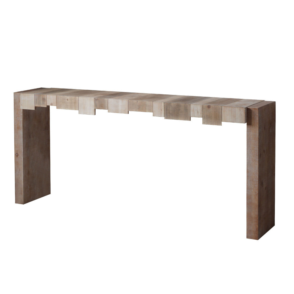 71" Rustic Console Table with Sculpted Block Apron | Narrow Entryway & Sofa Table for Hallway, Living Room & Foyer