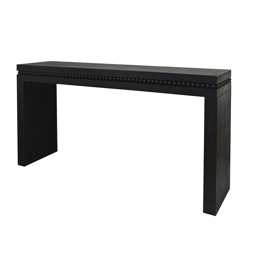 64" Black Console Table with Beaded Trim | Modern Entryway & Sofa Table Engineered Wood, Elegant Black Finish