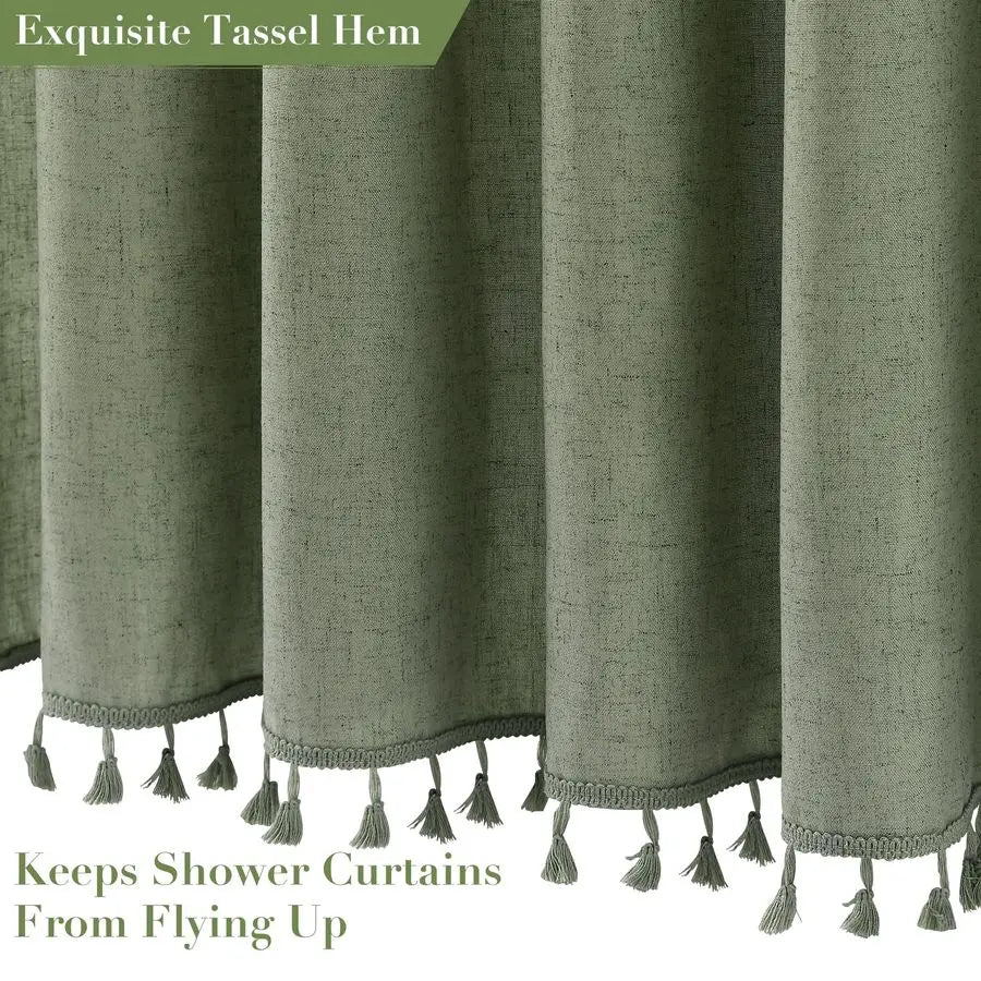 Sage Green Linen Shower Curtain