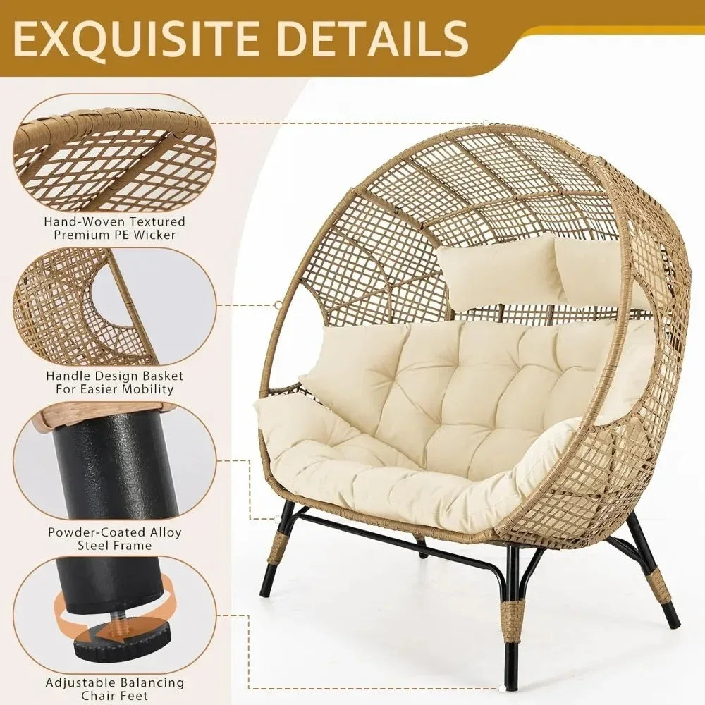 Lounge Chairs-Double Egg Chair Indoor Outdoor Stationary
