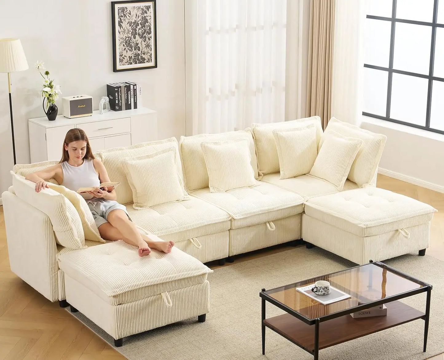 133' U-Shaped Modern Sofa Oversized L-Shaped Sectional