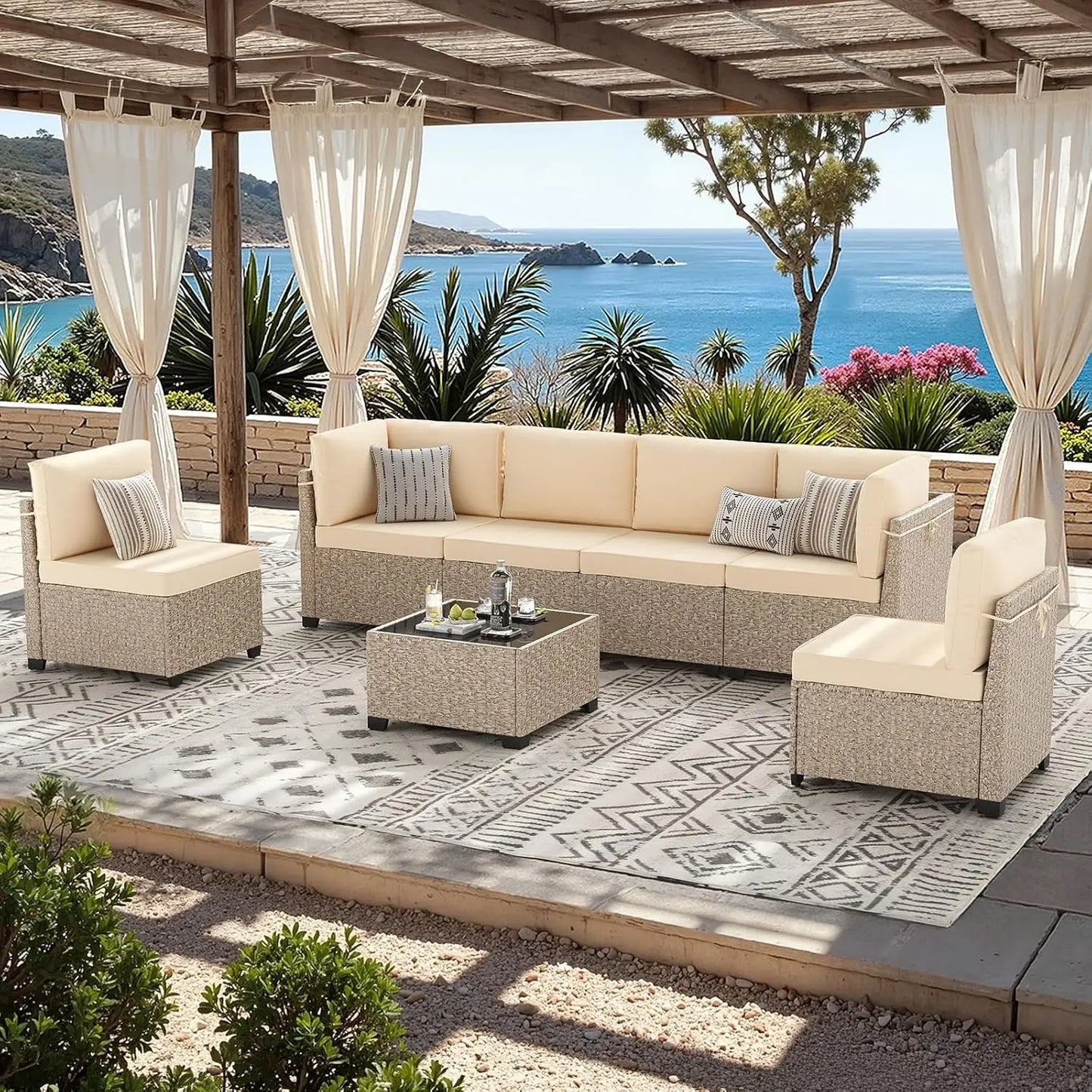 7-Piece Patio Furniture Set, Outdoor Sectional