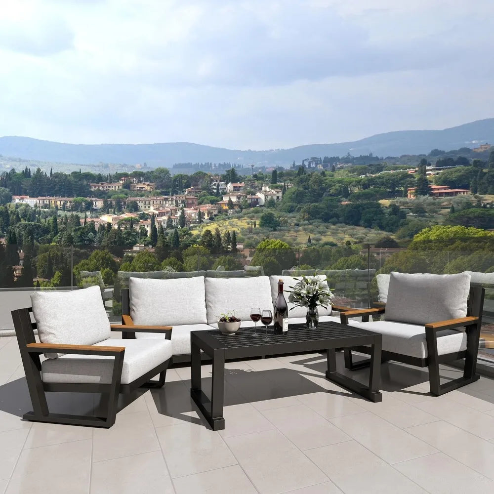 Aluminum Outdoor Furniture with Coffee Table,5 Seats Patio Furniture Set