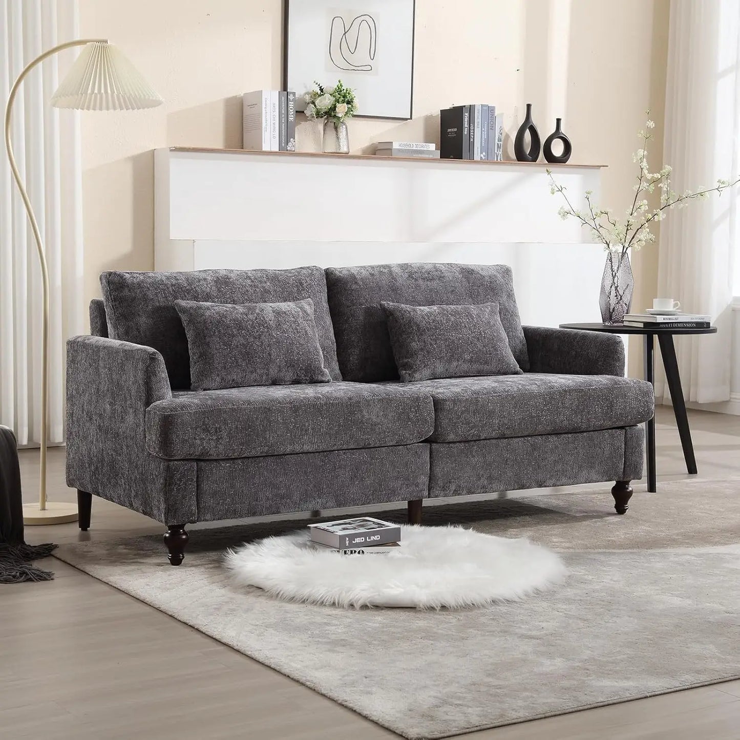 70 inch Loveseat Sofa, with Wood Legs