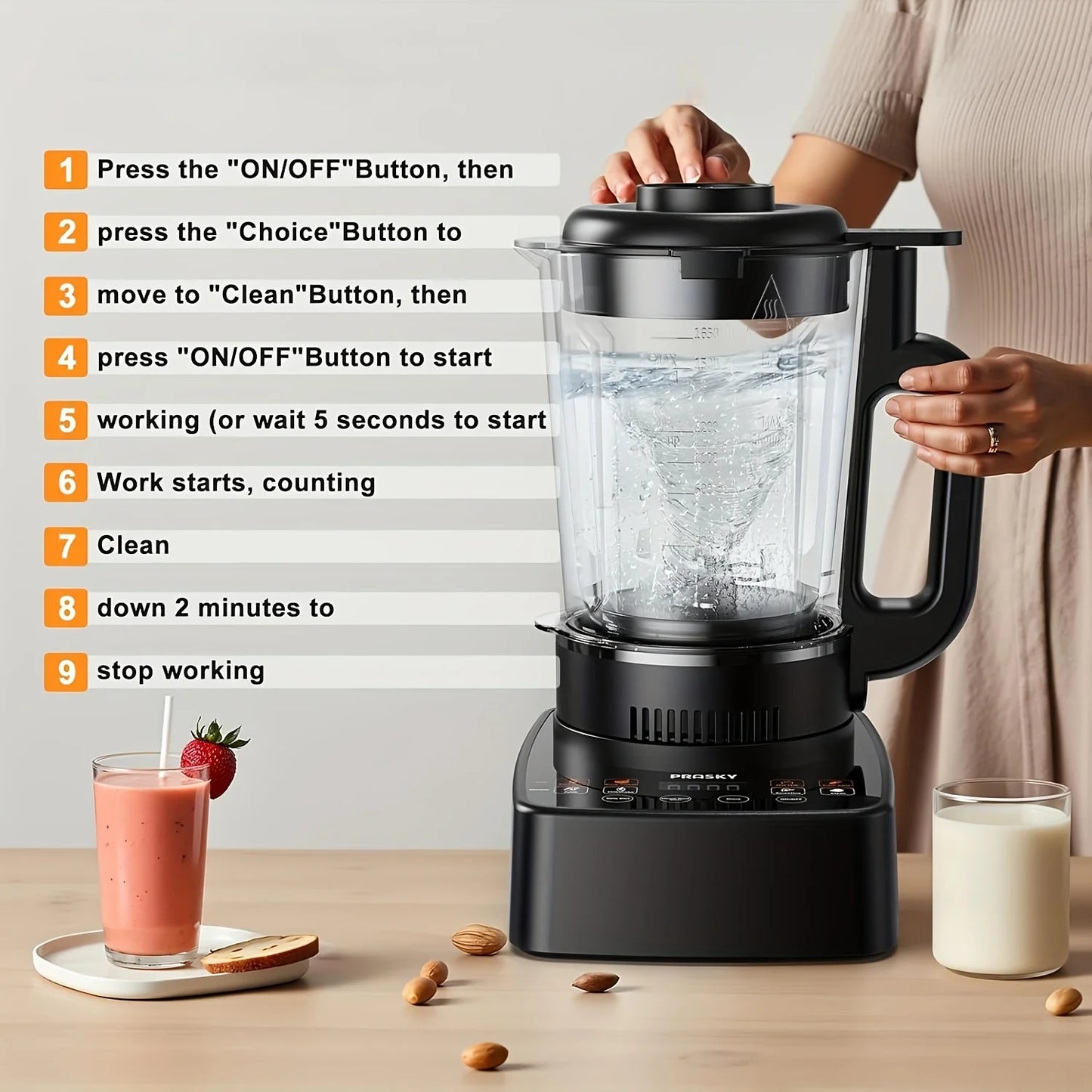 2400W Heating Professional Blender 25000 RPM