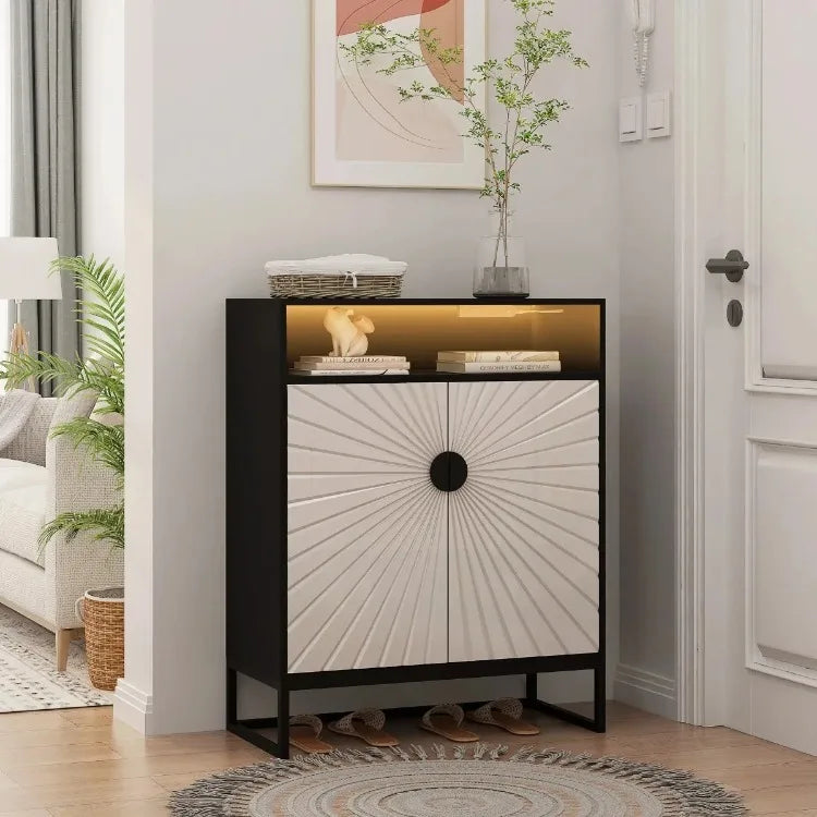 Wooden Shoe Cabinet with Lights