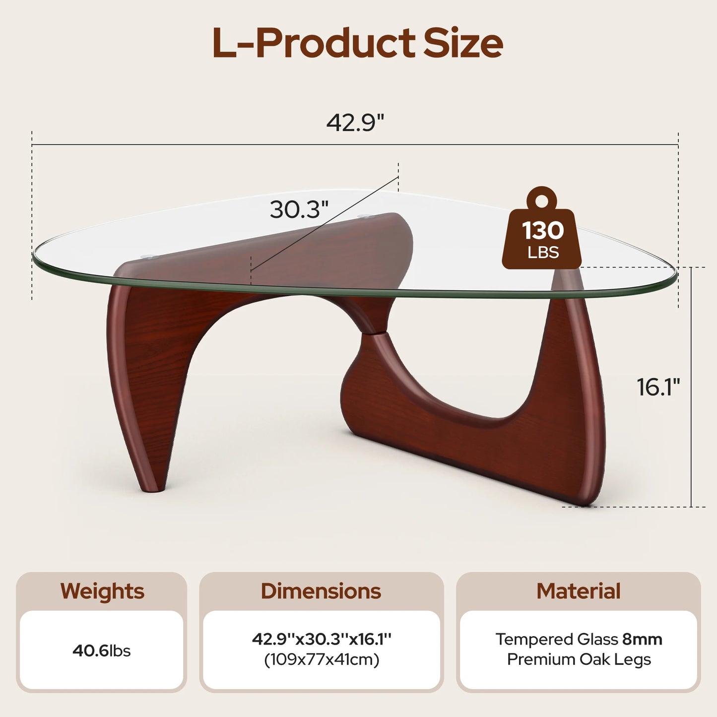 Mid Century Triangle Glass Coffee Table