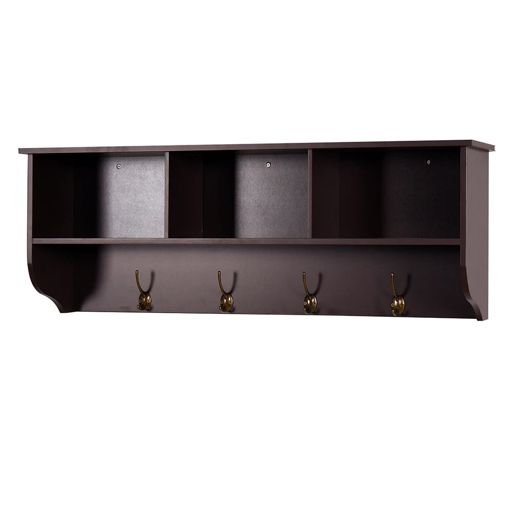 Wall-Mounted Coat Hooks With Storage Shelf
