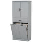 Modern Bathroom Storage Cabinet with Two Laundry Baskets, One Drawer, Adjustable Shelf