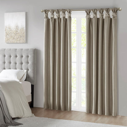 Twist Tab Total Blackout Window Curtain Panel Pewter 50x95