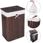 19 Gal Rectangle Laundry Basket Bamboo Clothes Hamper with Handles and Lid