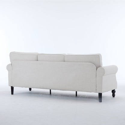 83 Inch Faux Leather Rolled Arm Sofa with Nailhead Trim