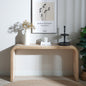 Waterfall Console Table with Wood Bead Trim 59" Curved Entryway Sofa Table Natural Wood Finish