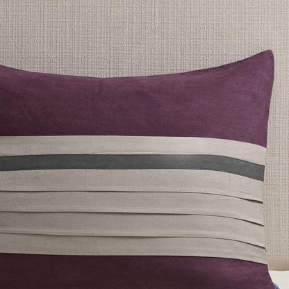 7 PC Pieced Faux Suede Comforter Set Purple King