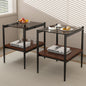 Set of 2 Rectangle End Table Gray Glass