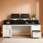 63 Inch Wide White Solid Wood Executive Desk With Drawer