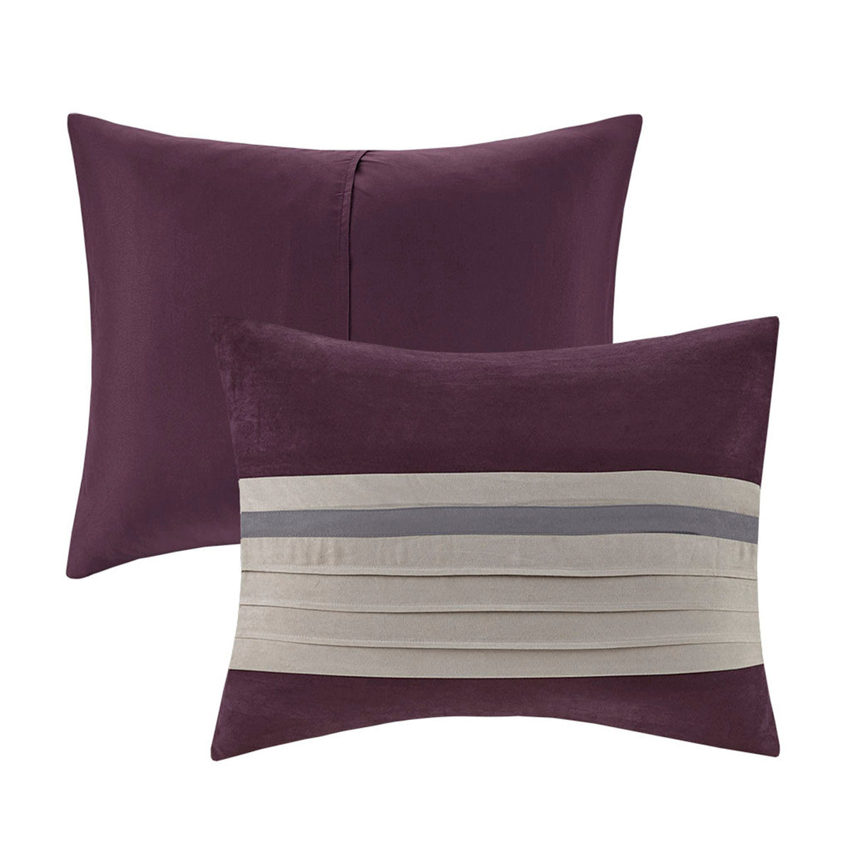 7 PC Pieced Faux Suede Comforter Set Purple King
