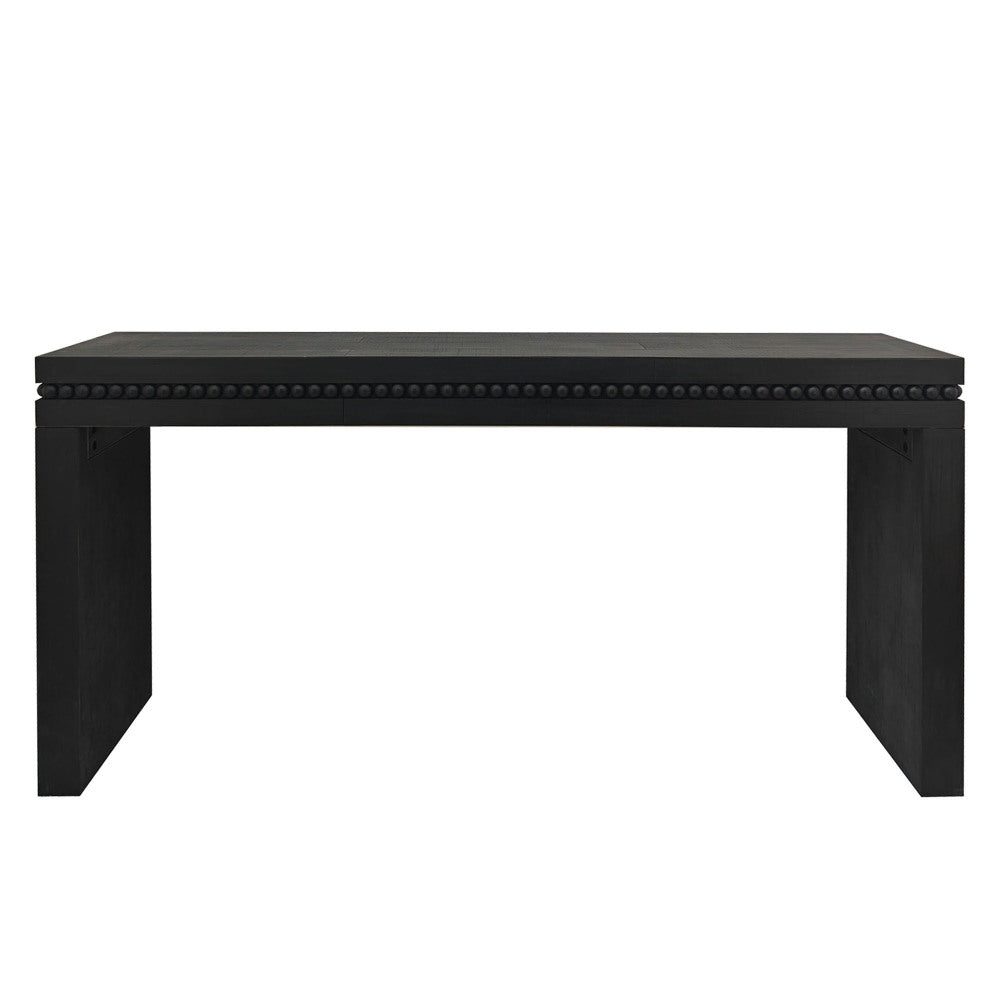 64" Black Console Table with Beaded Trim | Modern Entryway & Sofa Table Engineered Wood, Elegant Black Finish
