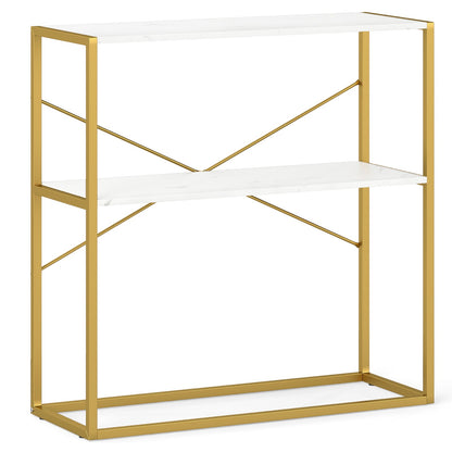 36" Console Table 2-Tier Entryway Table with Wooden Open Shelves and Metal Frame
