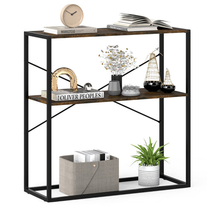 36" Console Table 2-Tier Entryway Table with Wooden Open Shelves and Metal Frame