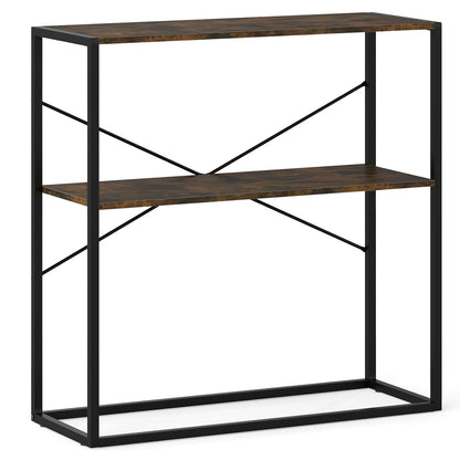 36" Console Table 2-Tier Entryway Table with Wooden Open Shelves and Metal Frame