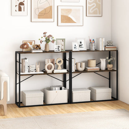 36" Console Table 2-Tier Entryway Table with Wooden Open Shelves and Metal Frame