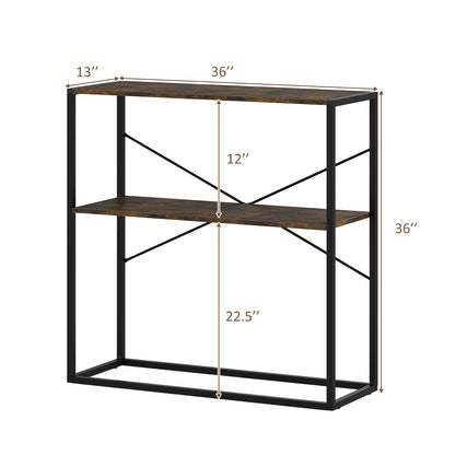 36" Console Table 2-Tier Entryway Table with Wooden Open Shelves and Metal Frame