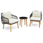3 Pieces Patio Furniture Set with Cushioned Chairs and Tempered Glass Side Table-Black