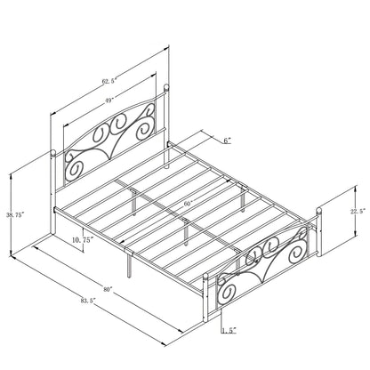 Queen Size Unique Flower Sturdy System Metal Bed Frame with Headboard and Footboard