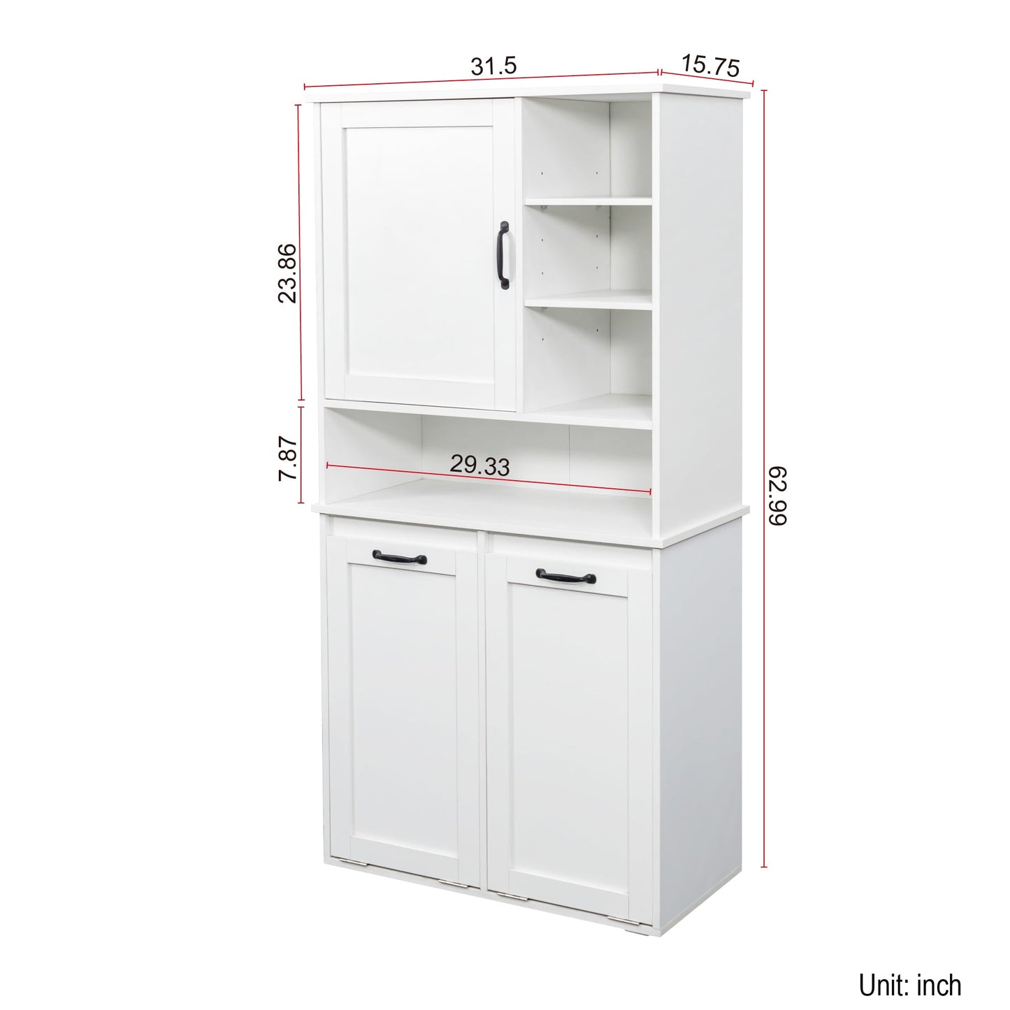 Laundry Cabinet with Doors and Shelf, Tilt-Out Laundry Hamper, Multiple Storage Space
