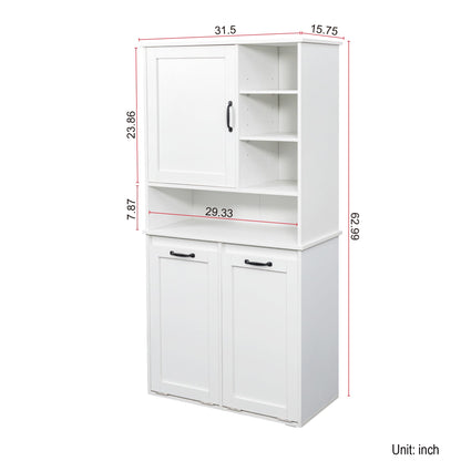 Laundry Cabinet with Doors and Shelf, Tilt-Out Laundry Hamper, Multiple Storage Space
