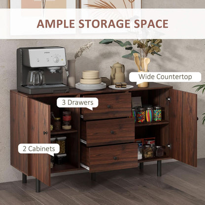 Rustic Brown Sideboard Buffet Cabinet With Three Drawers