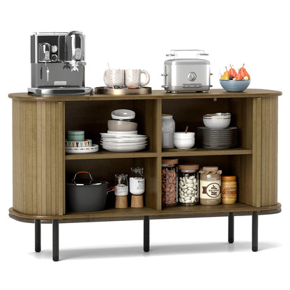 47 Inch Sideboard Buffet Cabinet with Adjustable Shelves for Kitchen Dining Room Living Room Entryway-Oak
