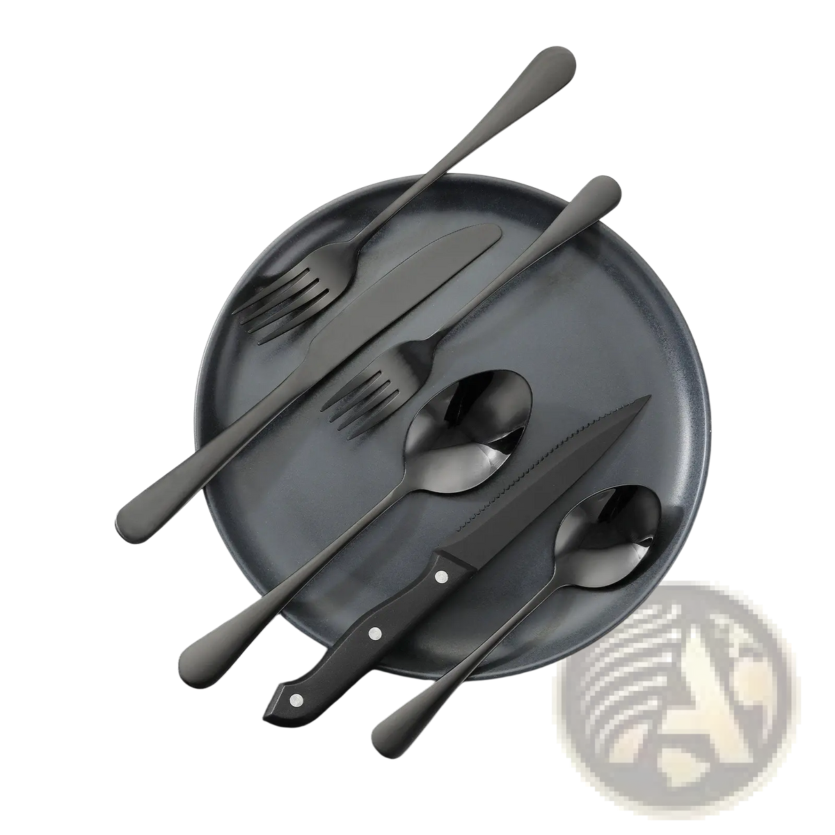 48-piece Black Stainless Steel Silverware Set for 8