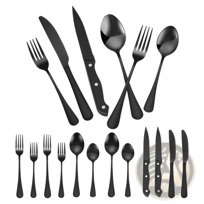 48-piece Black Stainless Steel Silverware Set for 8