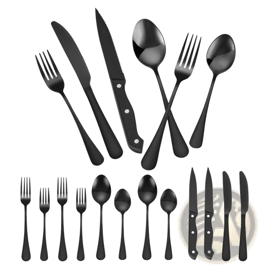 48-piece Black Stainless Steel Silverware Set for 8