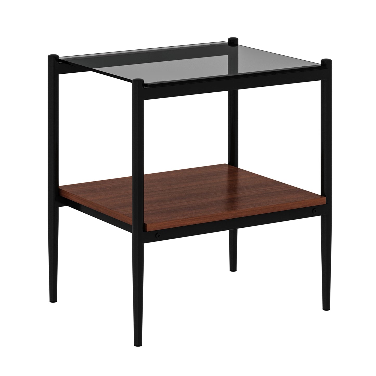 Set of 2 Rectangle End Table Gray Glass