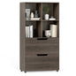 4-Cube Bookcase with 2 Drawers 51 inch 5-Tier Tall Freestanding Bookshelf