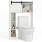 4-Tier Over The Toilet Storage Cabinet with Sliding Barn Door and Storage Shelves