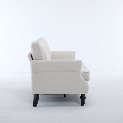 83 Inch Faux Leather Rolled Arm Sofa with Nailhead Trim