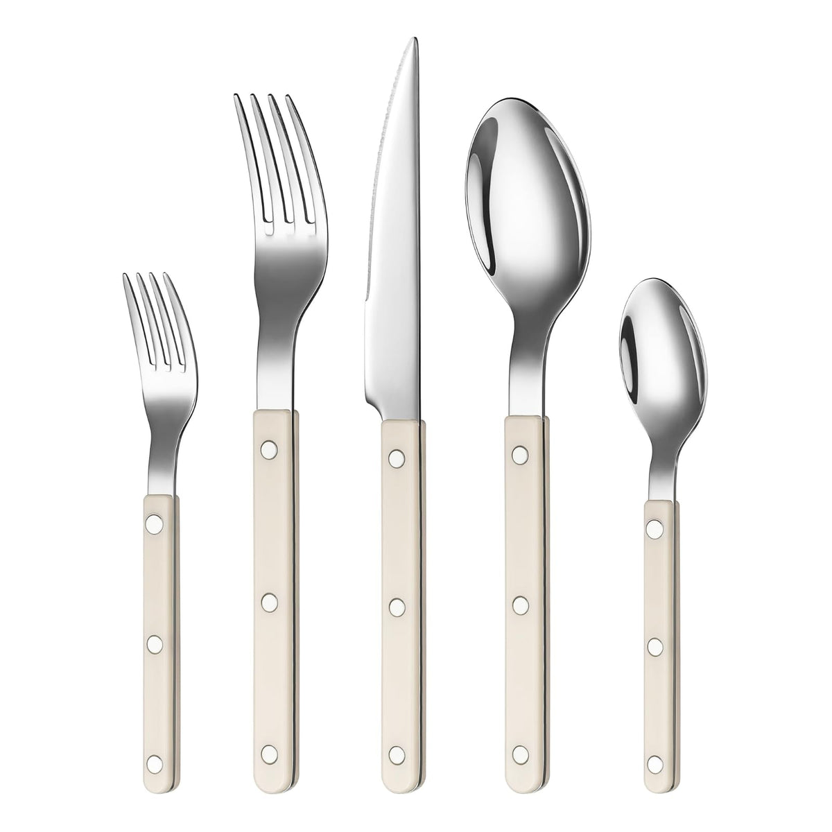 Khen Cream Cutlery Set of 20 –18/8 Stainless Steel Flatware