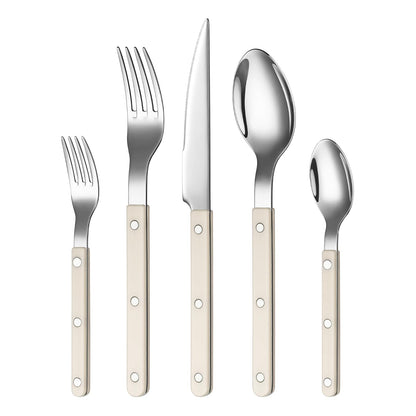 Khen Cream Cutlery Set of 20 –18/8 Stainless Steel Flatware