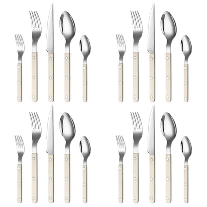 Khen Cream Cutlery Set of 20 –18/8 Stainless Steel Flatware