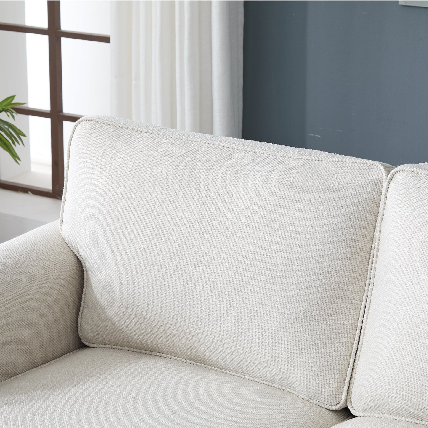 83 Inch Faux Leather Rolled Arm Sofa with Nailhead Trim