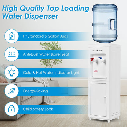 5 Gallons Hot and Cold Water Cooler Dispenser with Child Safety Lock