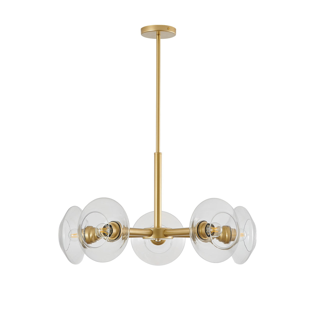 26" Modern Gold 5-Light Sputnik Chandelier with Clear Glass Shades