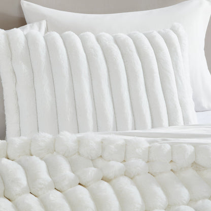 Everett 4-Piece White Micro Mink King Bedding Ensemble