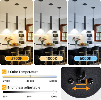 Modern Pendant Light Fixtures 3-Pack | Dimmable LED Kitchen Island Lighting, 2700K-6000K Adjustable, 15" Hanging Ceiling Lights