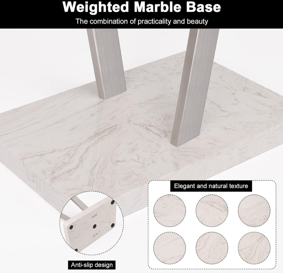 Winmien Freestanding Towel Rack for Bathroom, SUS 304 Stainless Steel Towel Holder with Marble Base for Bathroom Floor, Pool, 2-Tier (Brushed Nickel)